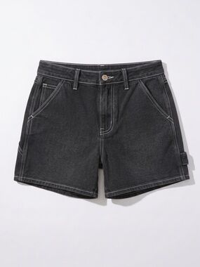 High Rise Utility Short - Washed Black